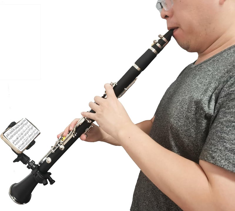 BEIIRLLA Clarinet Lyre,Professional Clarinet&Trumpet Sheet Music Lyre,Adjustable Lyre for Marching Band Phone Holder,Compatible with Smartphones,for Musicians on the Move Easily Read PDF sheet music&Take video - Image 2
